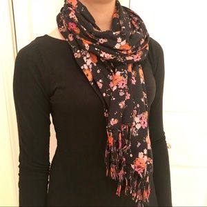 Black and pink floral scarf